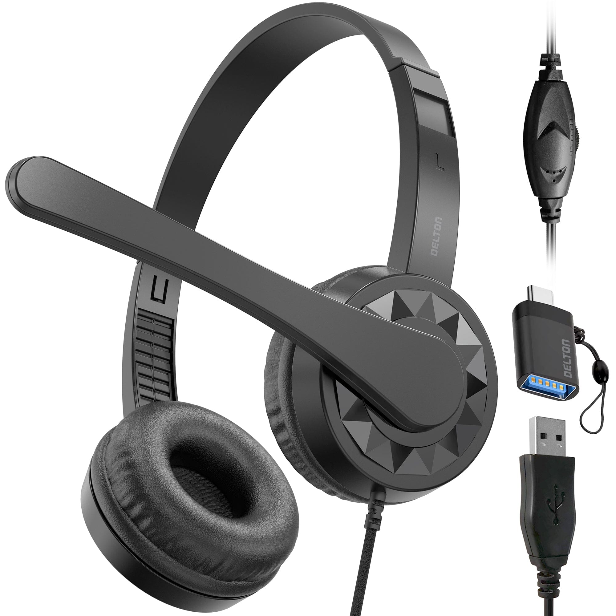 Delton 12YAC USB Computer Noise Isolating Headphones with Microphone Wired Headset - Tophatter Daily Deals